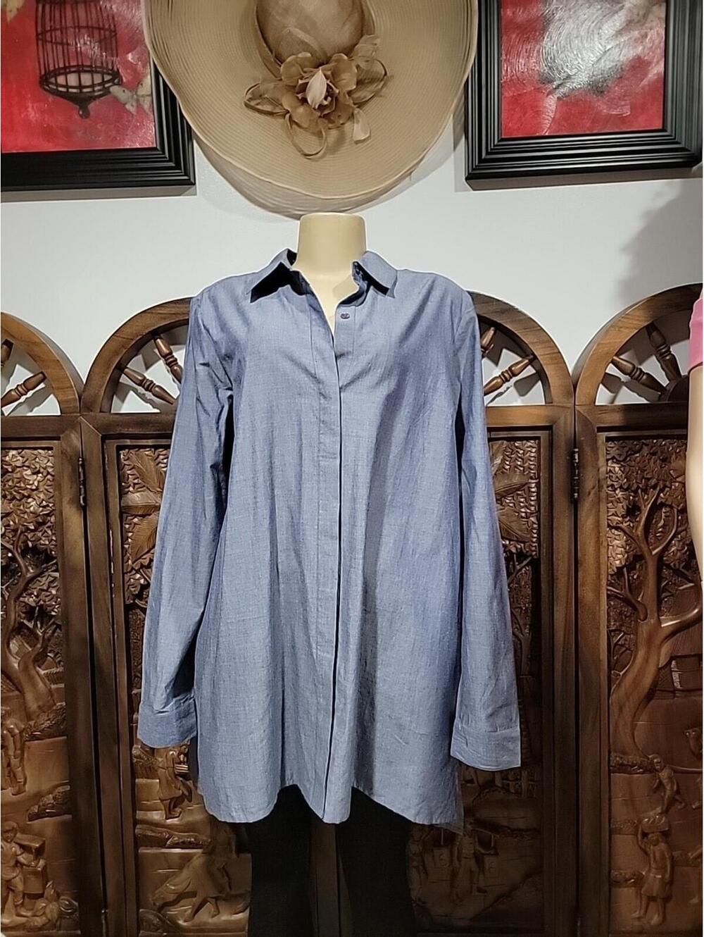 Chadwick Of Boston XLT With Pockets Women's Top Tunic Blouse Blue NEW #W5